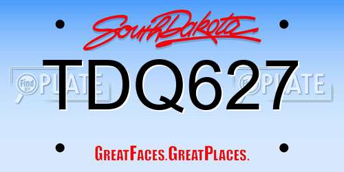 TDQ627 South Dakota License Plate