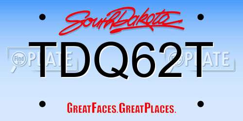 TDQ62T South Dakota License Plate