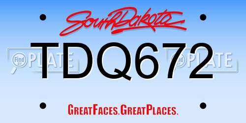 TDQ672 South Dakota License Plate