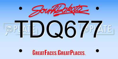 TDQ677 South Dakota License Plate