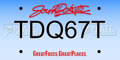 TDQ67T South Dakota License Plate
