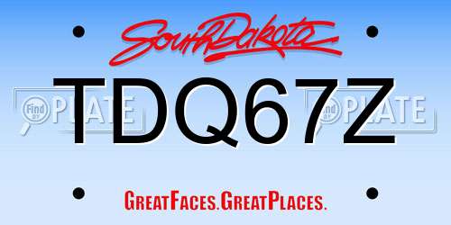 TDQ67Z South Dakota License Plate