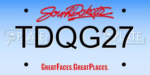 TDQG27 South Dakota License Plate