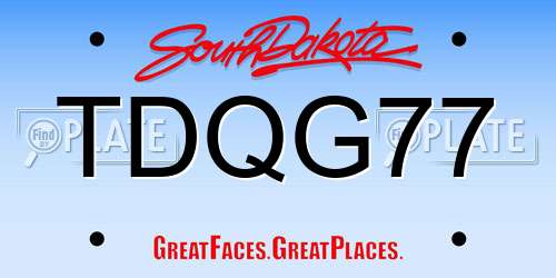 TDQG77 South Dakota License Plate