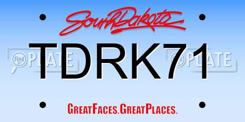 TDRK71 South Dakota License Plate