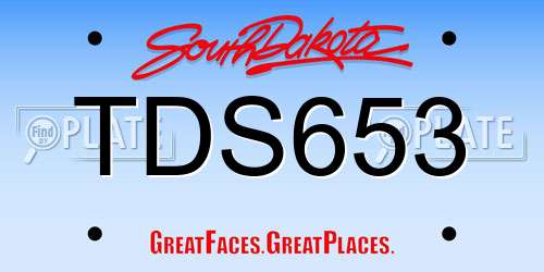 TDS653 South Dakota License Plate