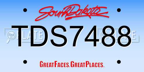 TDS7488 South Dakota License Plate