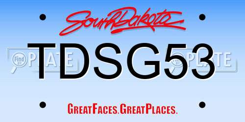 TDSG53 South Dakota License Plate