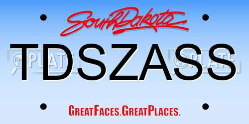 TDSZASS South Dakota License Plate