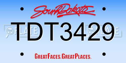 TDT3429 South Dakota License Plate