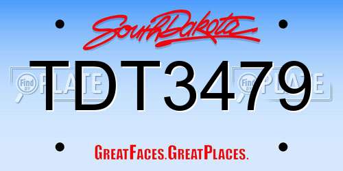 TDT3479 South Dakota License Plate
