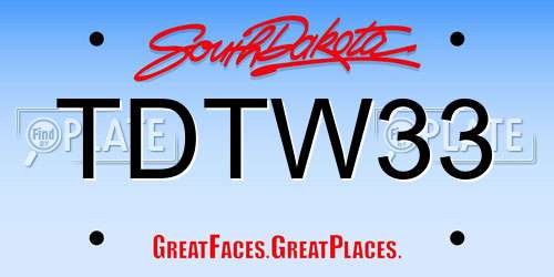 TDTW33 South Dakota License Plate