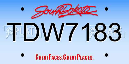 TDW7183 South Dakota License Plate