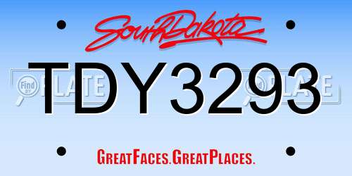 TDY3293 South Dakota License Plate
