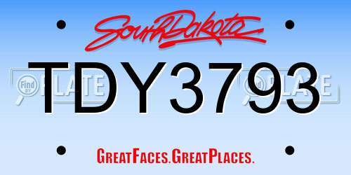 TDY3793 South Dakota License Plate