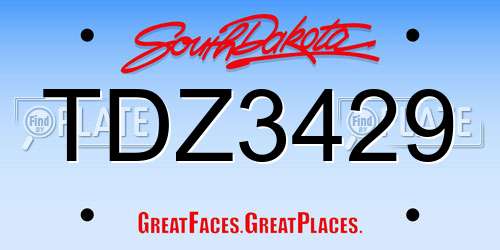 TDZ3429 South Dakota License Plate