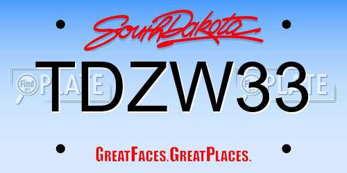 TDZW33 South Dakota License Plate