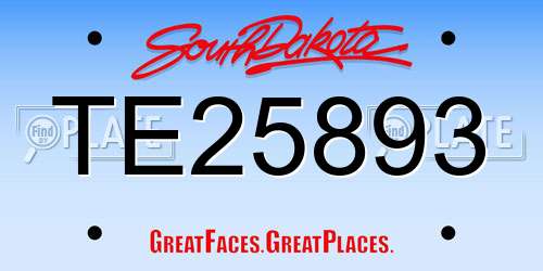 TE25893 South Dakota License Plate
