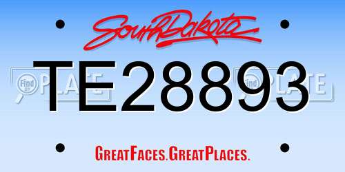 TE28893 South Dakota License Plate
