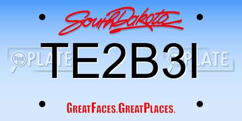 TE2B3I South Dakota License Plate