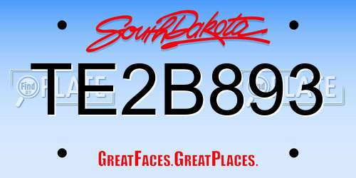 TE2B893 South Dakota License Plate