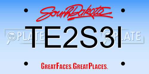 TE2S3I South Dakota License Plate