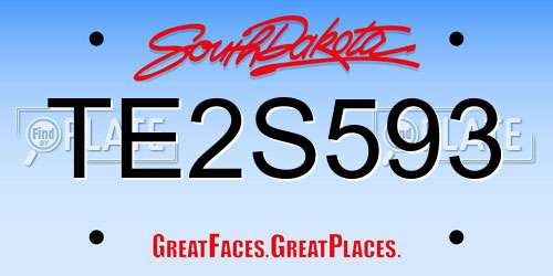 TE2S593 South Dakota License Plate