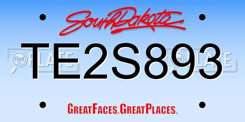 TE2S893 South Dakota License Plate