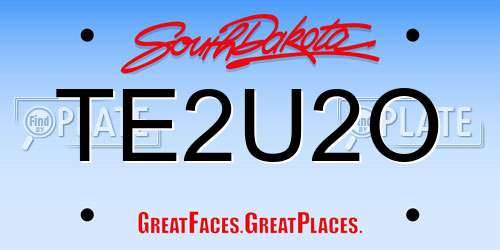 TE2U2O South Dakota License Plate