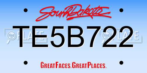 TE5B722 South Dakota License Plate
