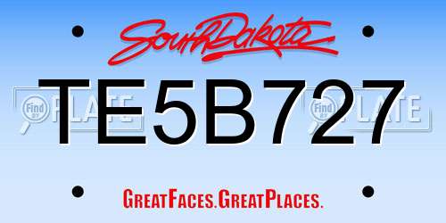 TE5B727 South Dakota License Plate