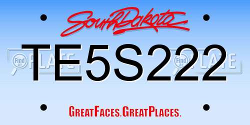 TE5S222 South Dakota License Plate