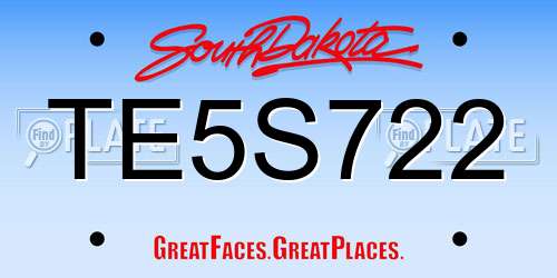 TE5S722 South Dakota License Plate