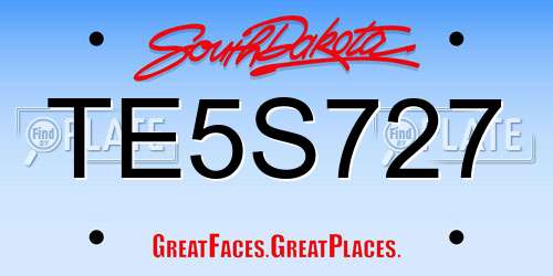TE5S727 South Dakota License Plate