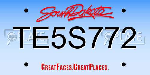 TE5S772 South Dakota License Plate