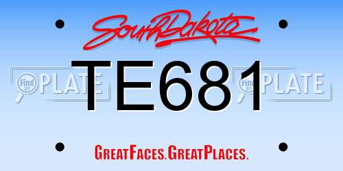 TE681 South Dakota License Plate
