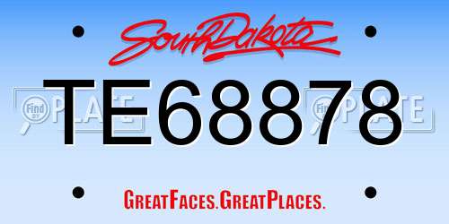 TE68878 South Dakota License Plate