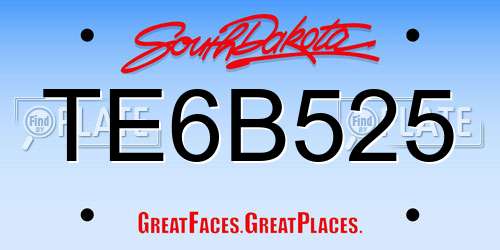 TE6B525 South Dakota License Plate