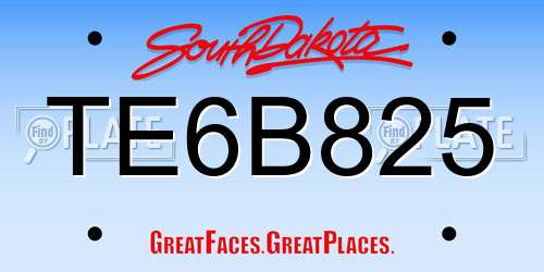 TE6B825 South Dakota License Plate