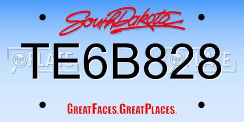 TE6B828 South Dakota License Plate
