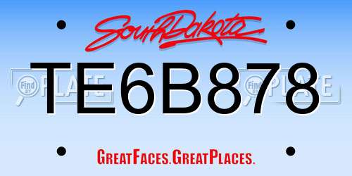 TE6B878 South Dakota License Plate