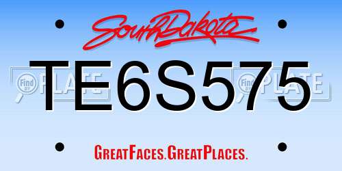 TE6S575 South Dakota License Plate