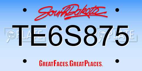 TE6S875 South Dakota License Plate