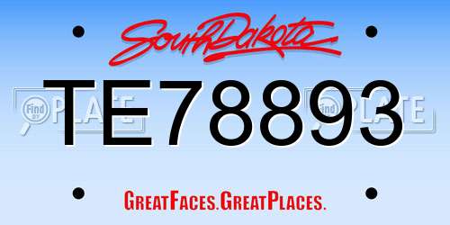 TE78893 South Dakota License Plate