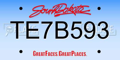 TE7B593 South Dakota License Plate