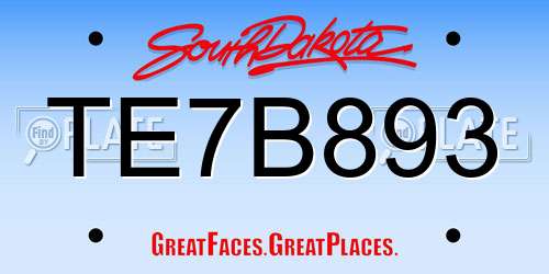 TE7B893 South Dakota License Plate