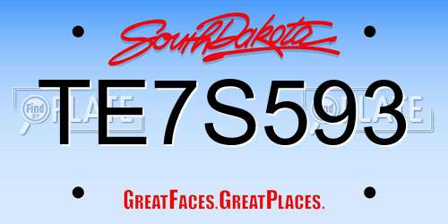 TE7S593 South Dakota License Plate