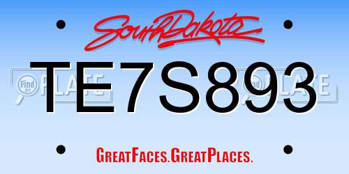 TE7S893 South Dakota License Plate