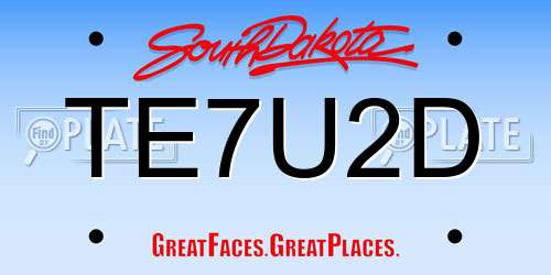 TE7U2D South Dakota License Plate