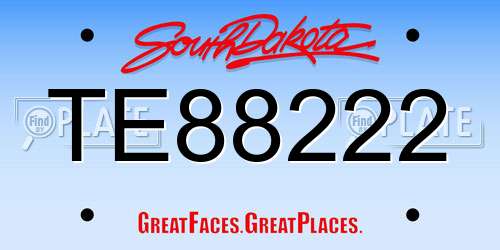 TE88222 South Dakota License Plate